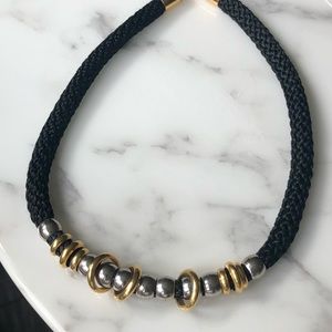 Silver, Gold & Black Choker Necklace